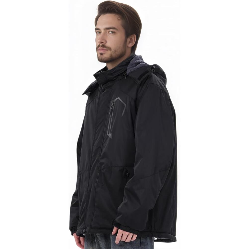 Men's Waterproof Ski Winter Jacket with Detachable Hood, (L), Warm Windproof - Picture 4 of 5